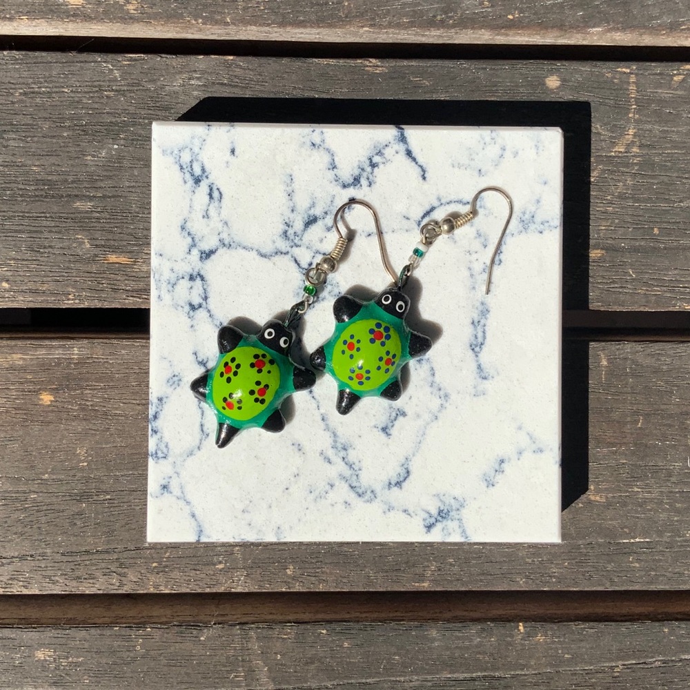 Handmade Ceramic Turtle Earrings
